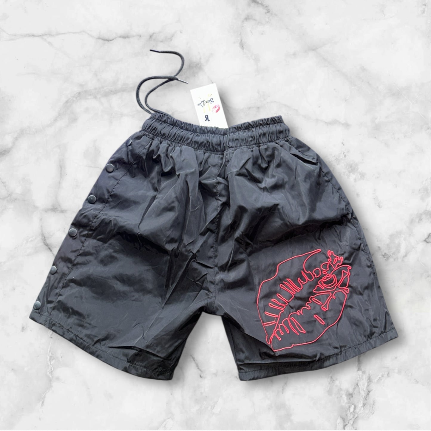 Black Patch Work Shorts
