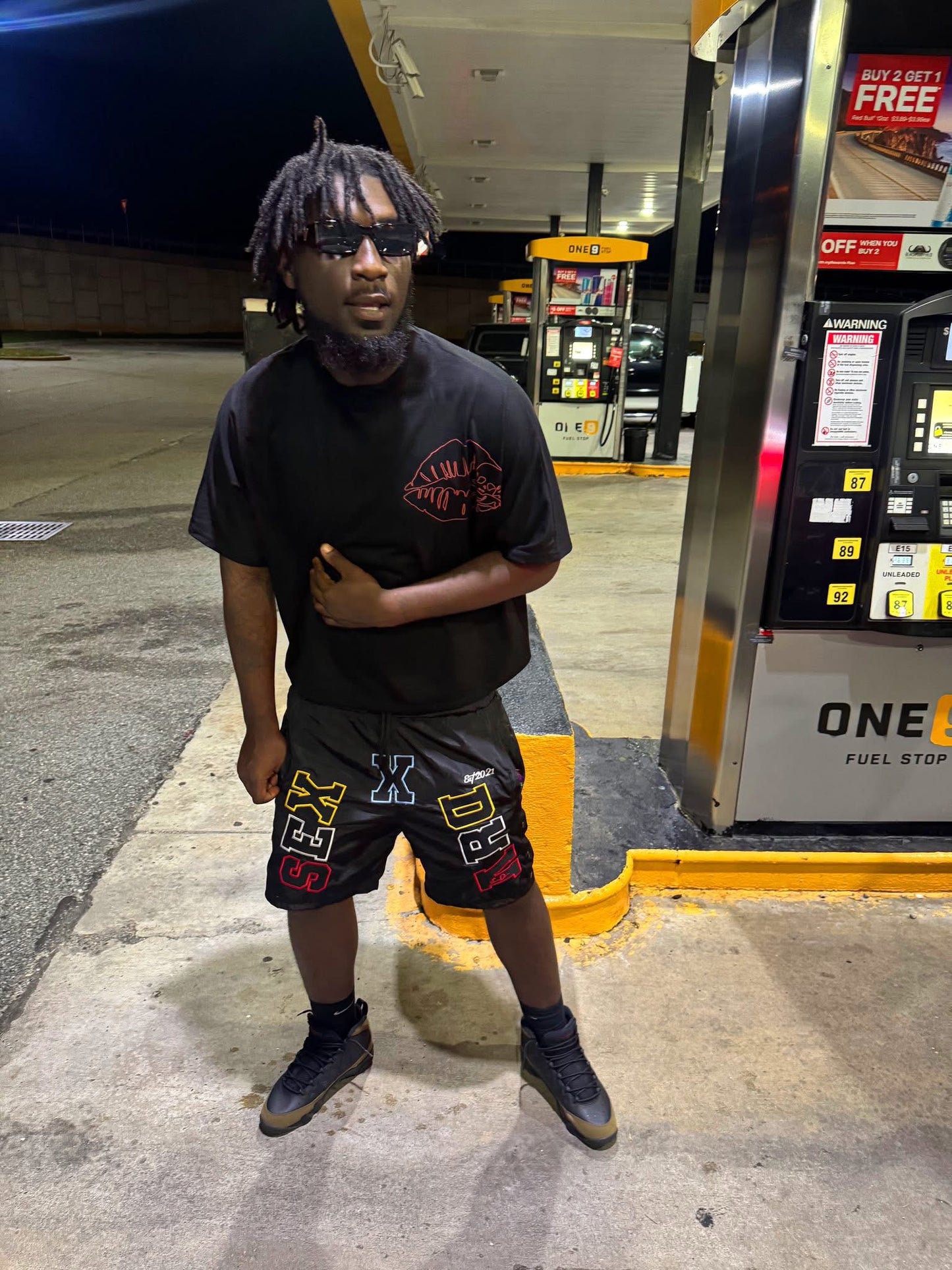 Black Patch Work Shorts